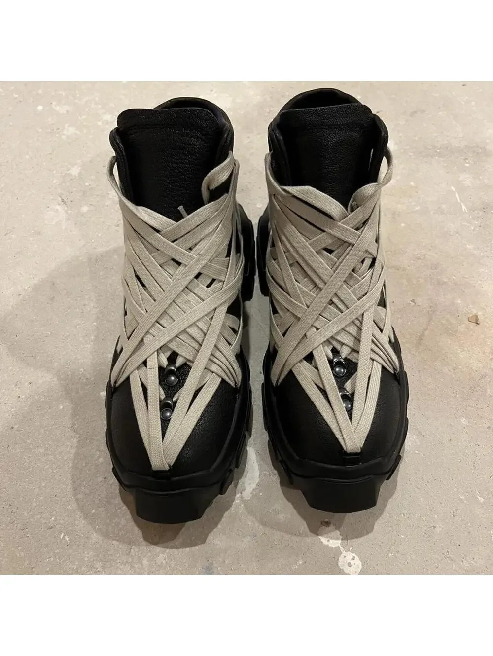 Rick Owens Men's Black and Grey Boot